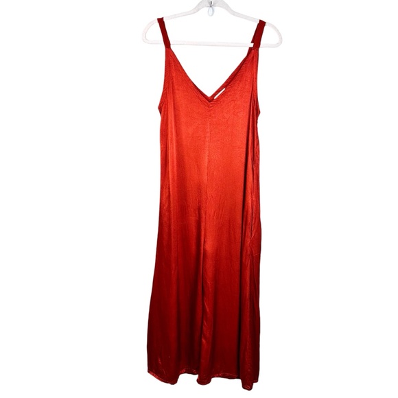 Lacausa Santi Satin Wide Leg Jumpsuit XS Bourbon - Picture 5 of 14